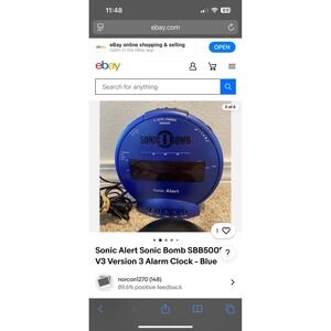 Sonic Boom Loud Alarm Clock Blue Original Box Working Condition Excellent Cond